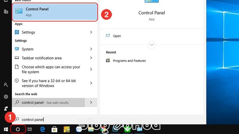 Tiến hành Tìm và chọn Control Panel
