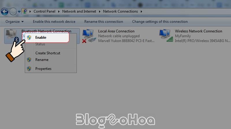 Chọn Enable để bật Bluetooth