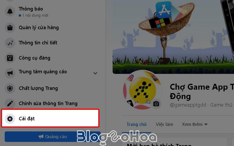 Bấm vào Cài đặt