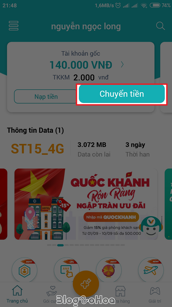 Chuyển tiền Viettel