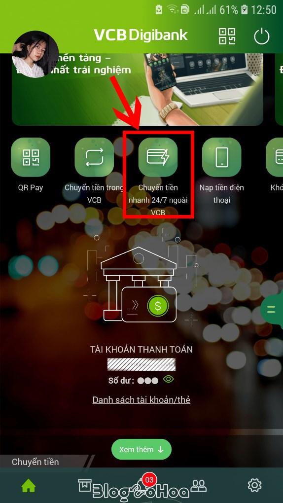 Chọn Chuyển tiền nhanh 24/7 ngoài Vietcombank. Chọn Chuyển tiền nhanh 24/7 ngoài Vietcombank.