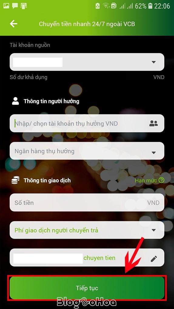 Chọn Chuyển tiền nhanh 24/7 ngoài Vietcombank. Chọn Chuyển tiền nhanh 24/7 ngoài Vietcombank.
