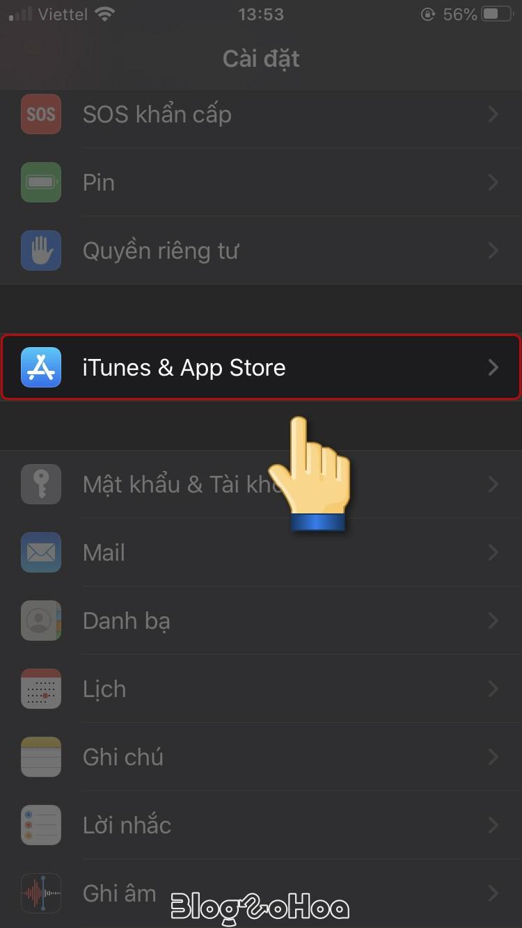 Chọn iTunes & App Store