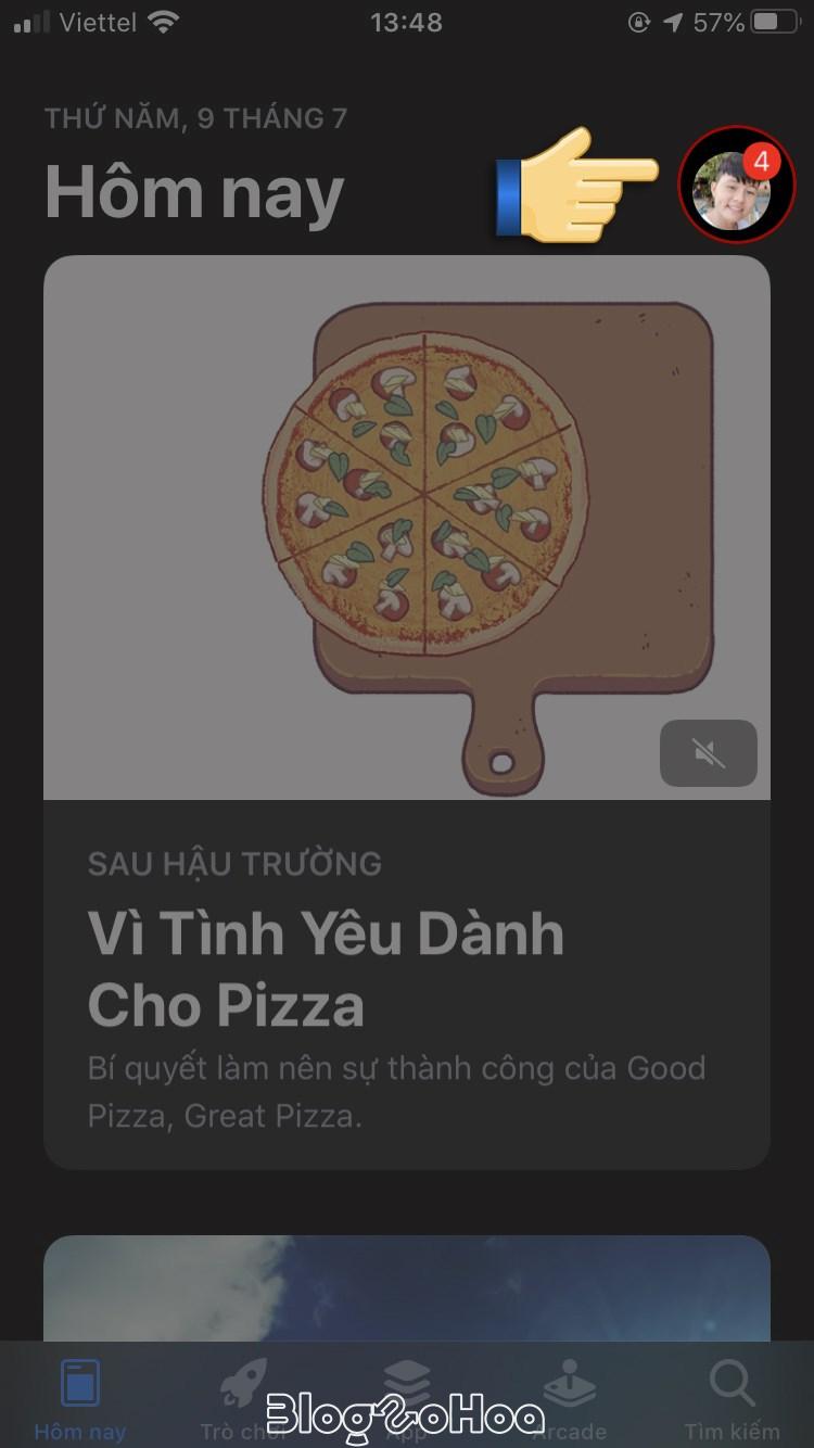 Chọn biểu tượng tài khoản