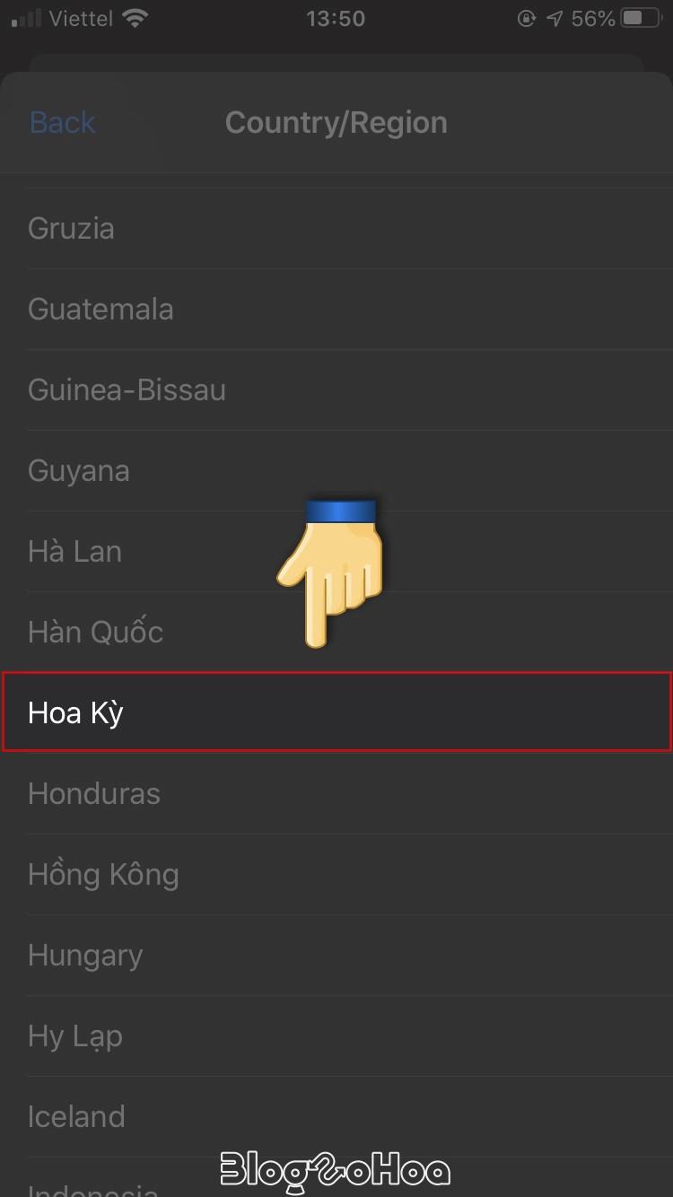 Chọn quốc gia