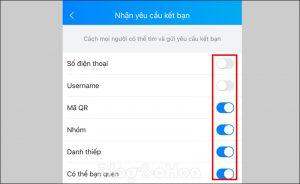 Tùy chọn nhũng nguồn tìm kiếm tài khoản của bạn