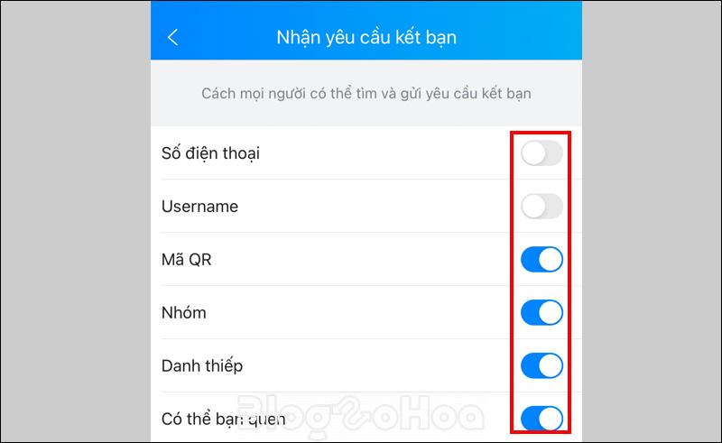 Tùy chọn nhũng nguồn tìm kiếm tài khoản của bạn