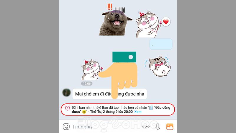 Thông báo tạo thành công nhắc hẹn chỉ mình tôi trên Zalo Thông báo tạo thành công nhắc hẹn chỉ mình tôi trên Zalo