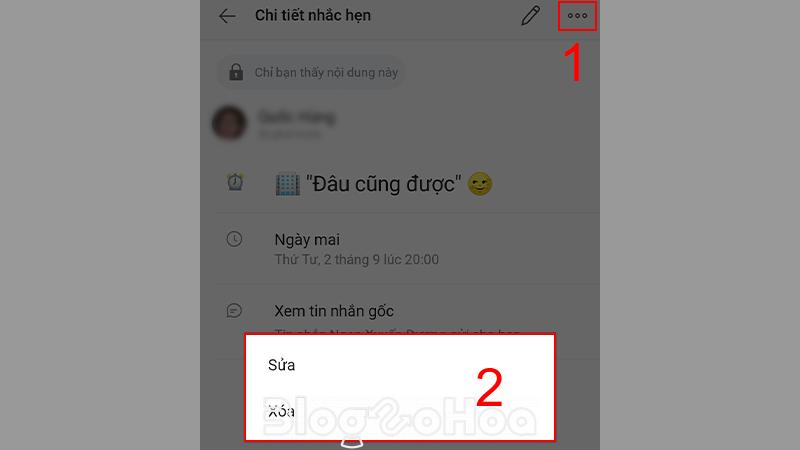 Tùy chọn với nhắc hẹn đã tạo trên Zalo Tùy chọn với nhắc hẹn đã tạo trên Zalo