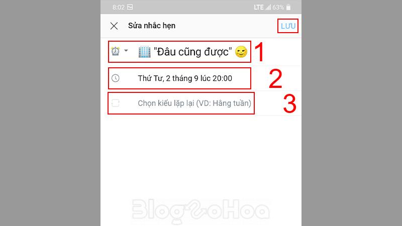 Các tùy chỉnh nhắc hẹn đã tạo Các tùy chỉnh nhắc hẹn đã tạo