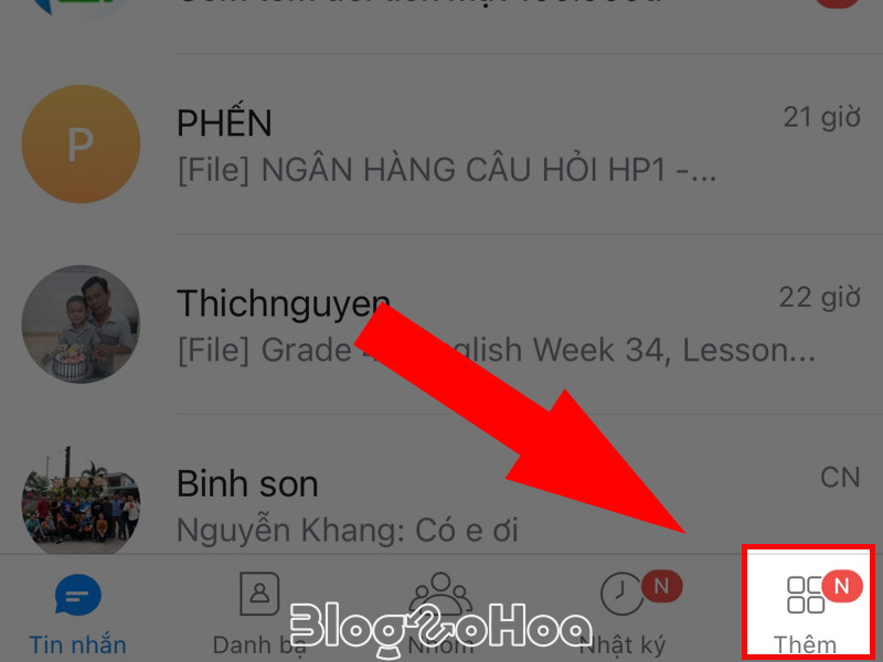 Nhấn vào mục thêm ở bên phải cuối màn hình Nhấn vào mục thêm ở bên phải cuối màn hình