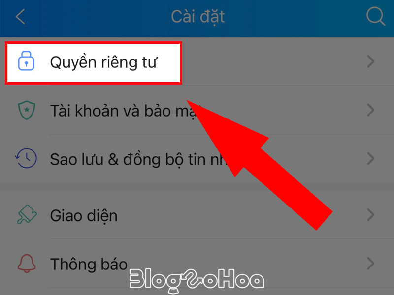 Chọn mục Quyền riêng tư cho bước này Chọn mục Quyền riêng tư cho bước này