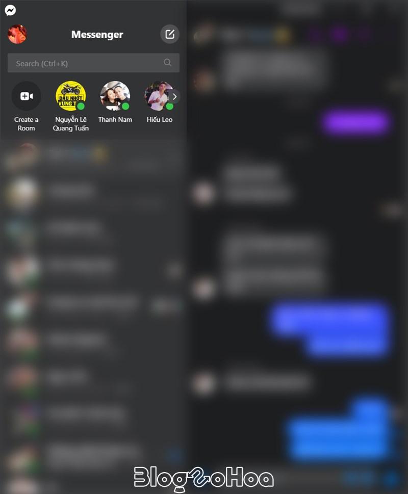 Giao diện chính Messenger trên máy tính