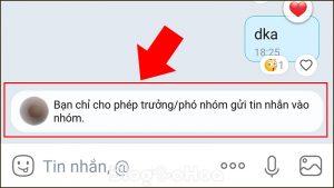 Kết quả sau khi cài đặt quyền gửi tin nhắn