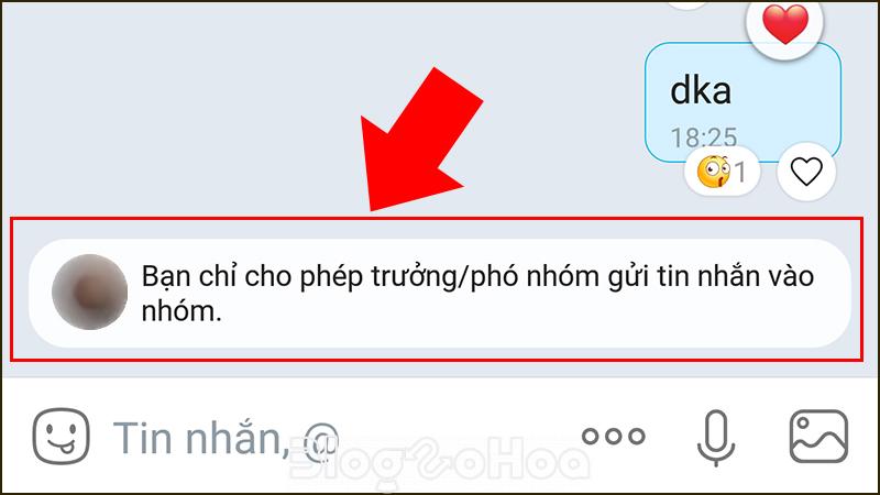 Kết quả sau khi cài đặt quyền gửi tin nhắn