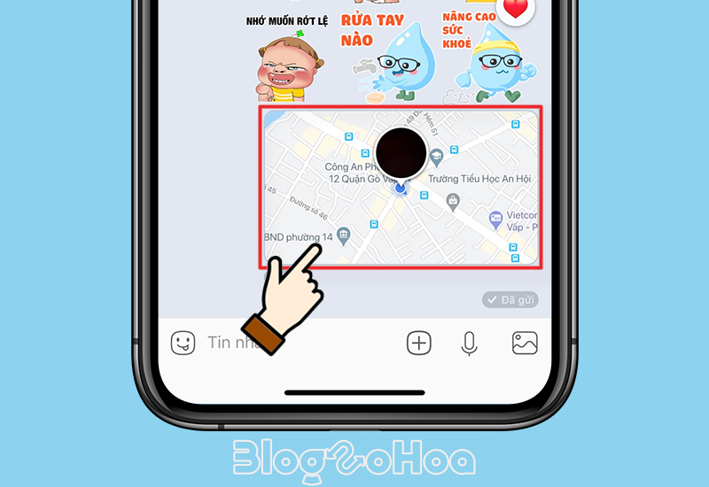 Hình ảnh vị trí của bạn được chia sẻ tới bạn bè trên Zalo