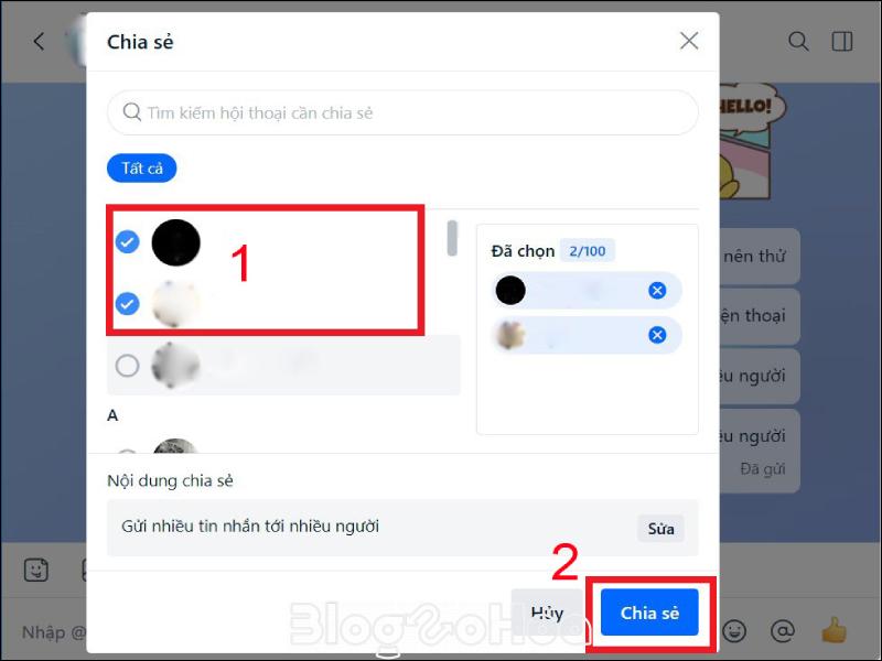 Chọn nhiều người bạn muốn gửi tin nhắn Chọn nhiều người bạn muốn gửi tin nhắn