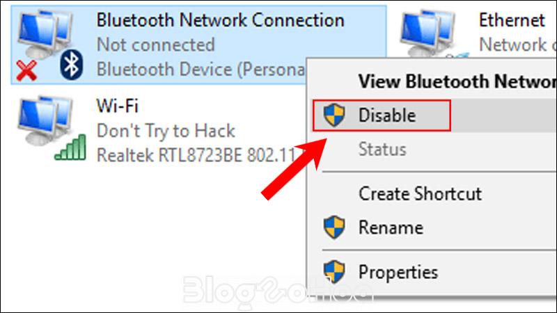 Chọn Disable để bật Bluetooth Chọn Disable để bật Bluetooth