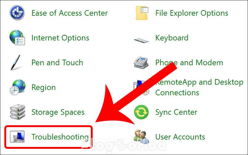 Chọn mục Troubleshooting Chọn mục Troubleshooting