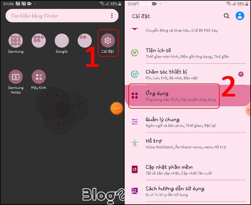 Truy cập cài đặt ứng dụng