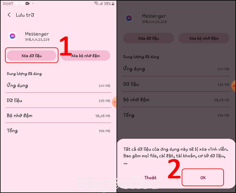 Xác nhận xóa dữ liệu