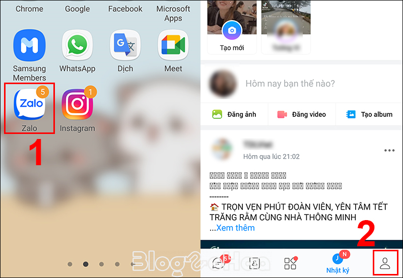 Vào Zalo và chọn mục Cá nhân Vào Zalo và chọn mục Cá nhân