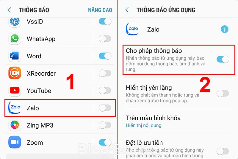 Gạt thanh trạng thái Cho phép thông báo sang phải để bật thông báo Gạt thanh trạng thái Cho phép thông báo sang phải để bật thông báo