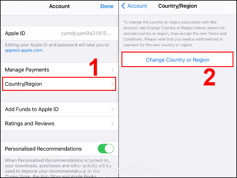 Thực hiện thay đổi quốc gia trên App Store Thực hiện thay đổi quốc gia trên App Store