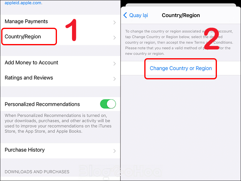 Thay đổi Quốc gia/Vùng trên App Store Thay đổi Quốc gia/Vùng trên App Store