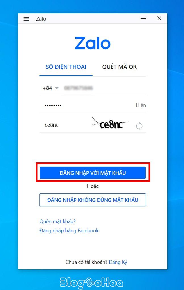 Nhấn Đăng nhập với mật khẩu Nhấn Đăng nhập với mật khẩu