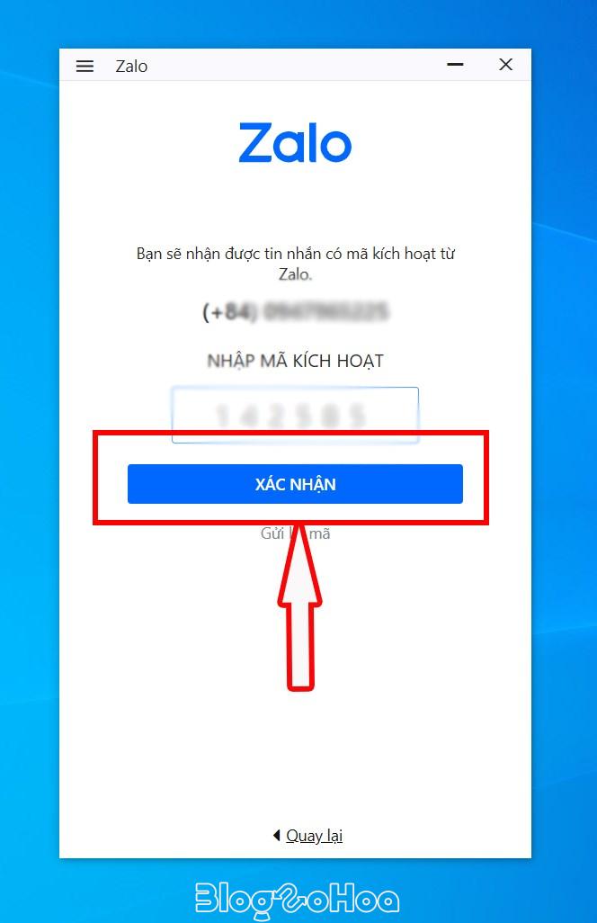 Nhấn xác nhận để hoành thành việc đăng ký Zalo Nhấn xác nhận để hoành thành việc đăng ký Zalo