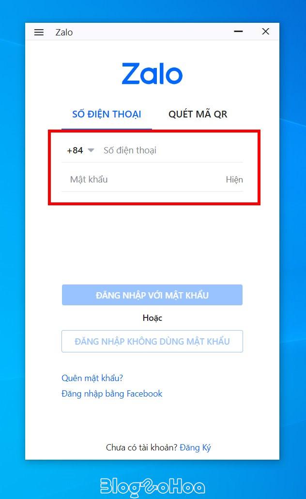 Nhập số điện thoại và mật khẩu đăng ký Zalo Nhập số điện thoại và mật khẩu đăng ký Zalo