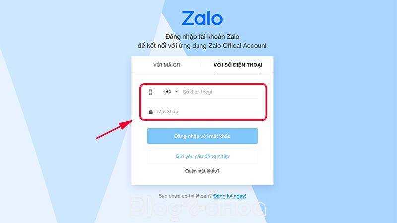 Đăng nhập vào Zalo của bạn Đăng nhập vào Zalo của bạn