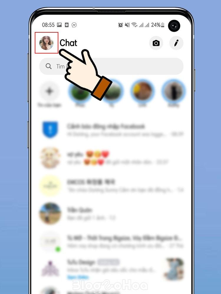 Nhấn vào ảnh đại diện