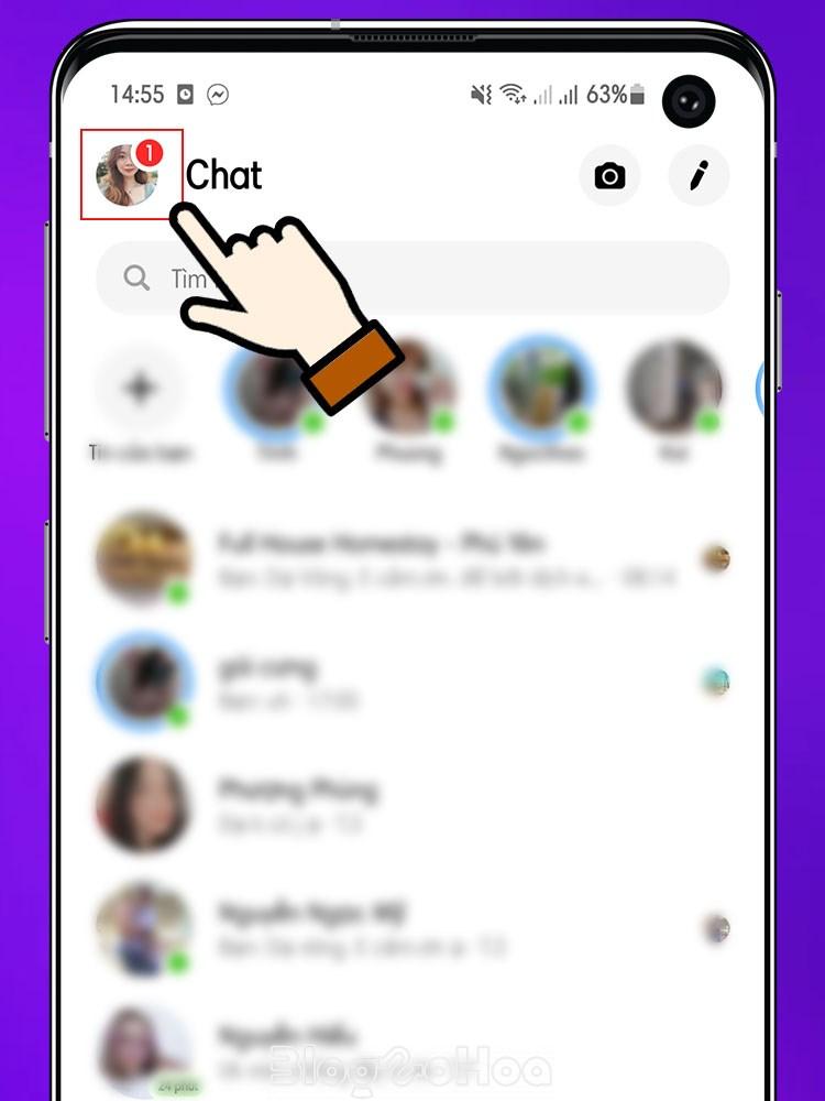 Nhấp vào ảnh đại diện của bạn