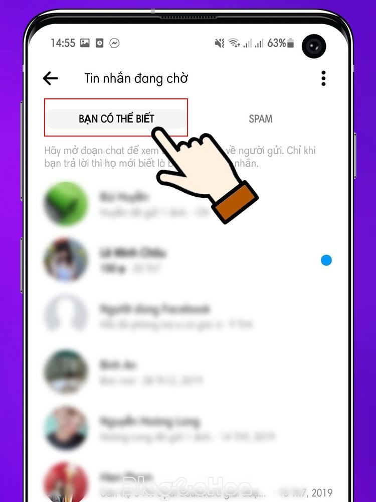 Bạn kiểm tra tin nhắn tại mục này