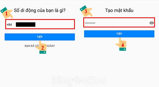 Tiến hành tạo tài khoản 