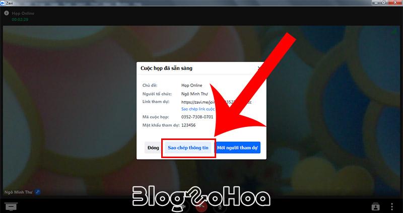 Nhấn Sao chép thông tin để lấy các thông tin
