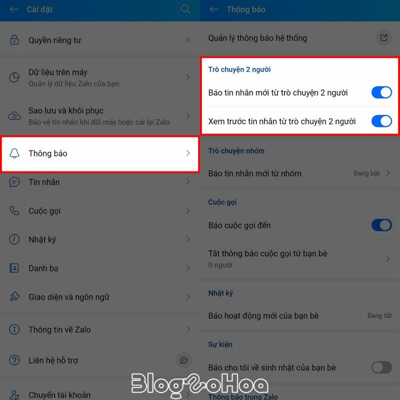 Zalo không hiện tin nhắn trong thông báo Zalo không hiện tin nhắn trong thông báo